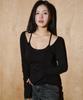 Hellenepaliseu [Set] Racer Bra Top Studded Long Sleeve [Black]