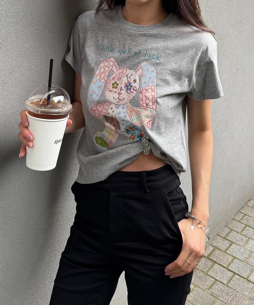 SINOON Patchwork Rabbit T-Shirt (Melange Gray)