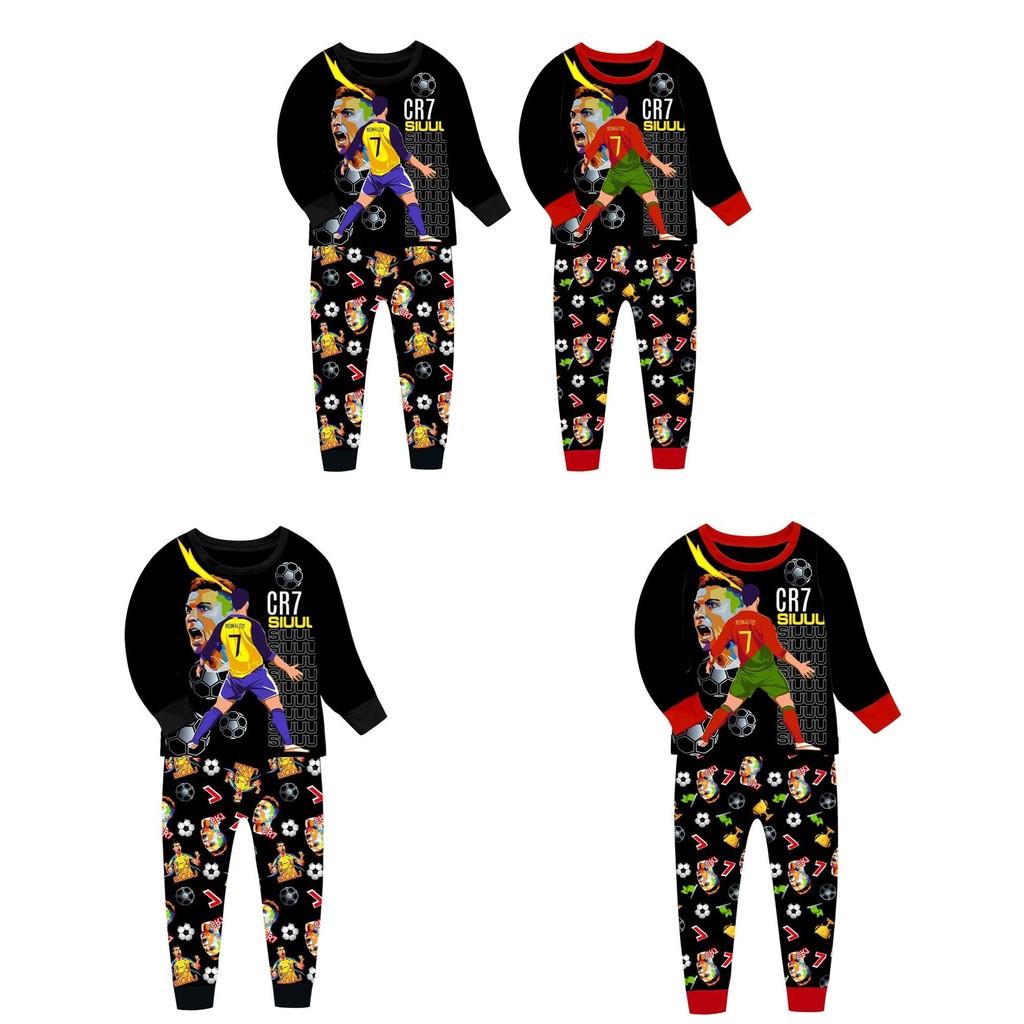 Cr7 Pattern Kids Pajama Set With Soft Fabric Cartoon Pattern For Boys And Girls
