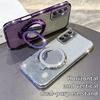 KEYSION Luxury Glitter Jewelled Magnetic Phone Case for Samsung Galaxy A54 5G A34 A24 A14 Makeup Mirror Stand Shockproof Cover