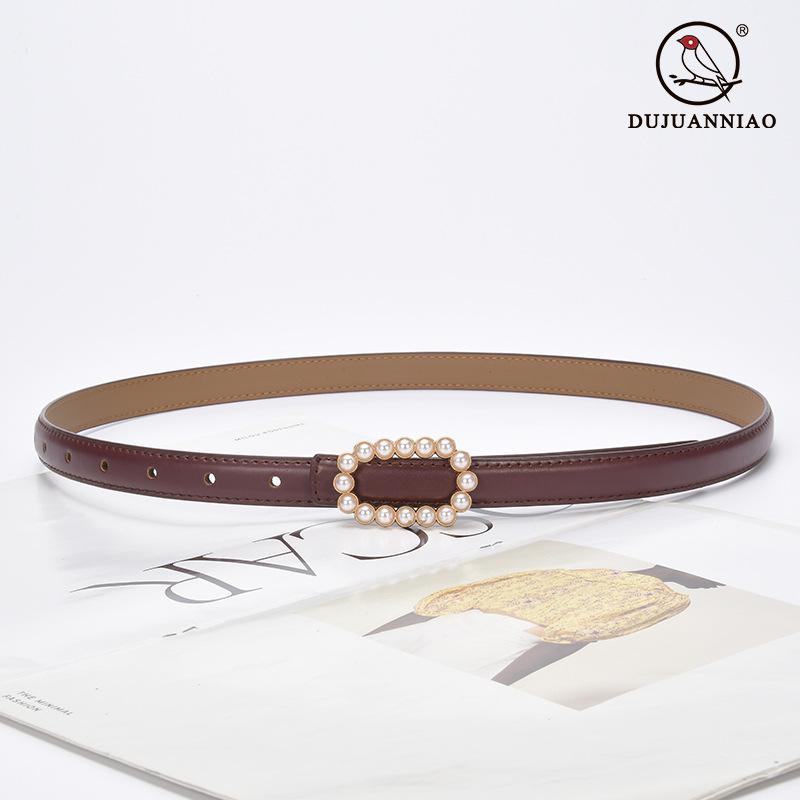 Belt Women'S Genuine Leather Cowhide Black Belt Fine Decoration Skirt Simple Suit Jeans Belt