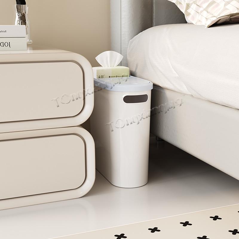 Press-Type Shared Trash Can with Lid for Toilet, Bedroom, Kitchen, and Bathroom Crevice Use