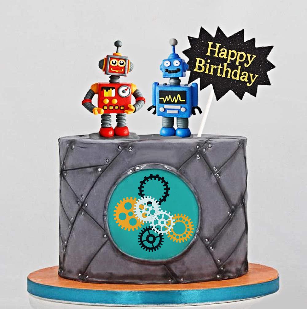 Robot Cake Toppers for Boys Robot Cake Cupcake Decorations Robot Themed Party Decorations Robot Figurine for Birthday Party