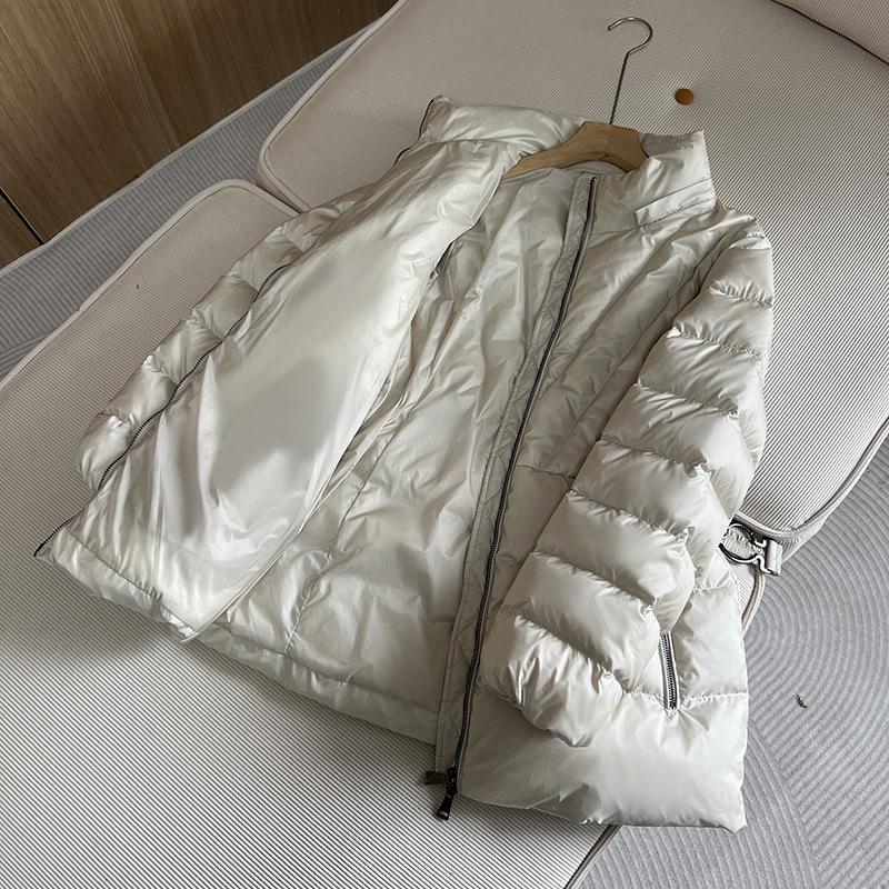Winter Europe Station Fox Hair Big Fur Collar Hooded Waist Slim White Duck Down Jacket Women