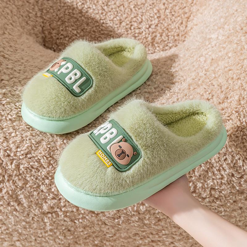 Thickened Thermal Cotton Slippers Autumn and Winter New Couple Home Indoor Non-slip Soft Bottom Household Plush Slippers