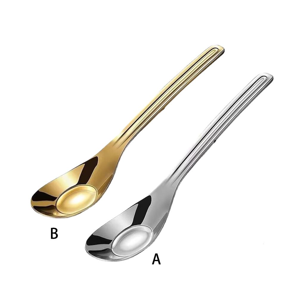 Baby Feeding Spoon Mirror Polished Washable Anti-rust Smooth Solid Color Nonslip Handle Kitchen Soup Porridge Scoop Tool
