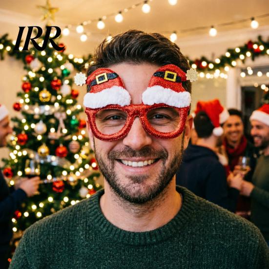 Occhiali di Natale con Montatura Flessibile, Montature Scintillanti per Feste, Cappello di Babbo Natale, Costume Albero, Pupazzo di Neve, Orso, Occhiali Divertenti per Bomboniere