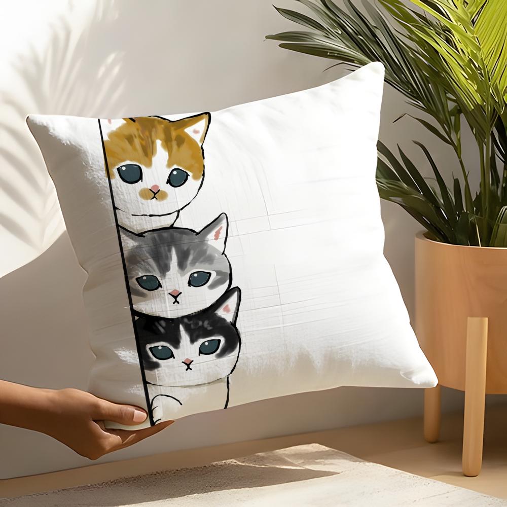 Cute Cartoon Plush Cat Pillow Case Linen Cushion Covers For Decorative Sofa Home Pillows Case Car Chair Pillows Cases