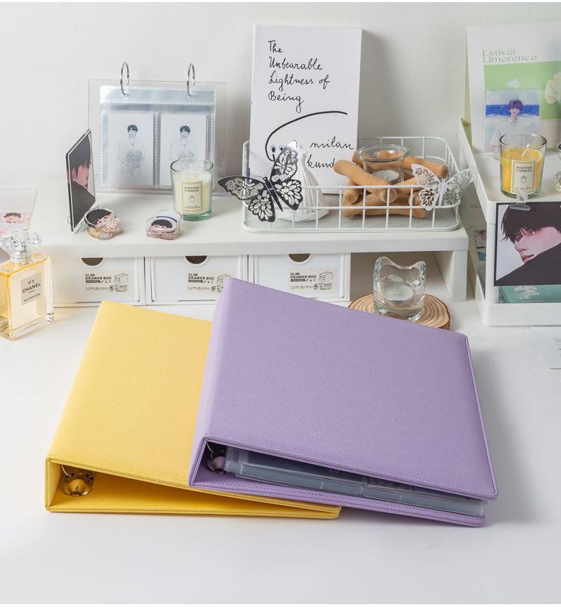Sparkling PU Binder A4 Kpop Photocard Collect Book Large Capacity Card Holder Macaron PU Leather Idol Photo Album