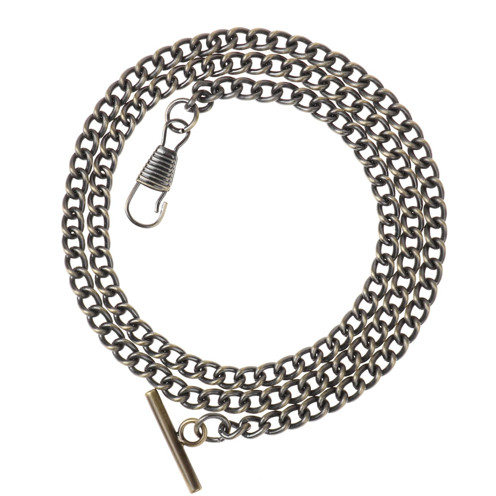 

Винтажный хромированный жилет, жилет, карманные часы, цепочка с Т-образной планкой и застежкой-карабином античный бронзовый