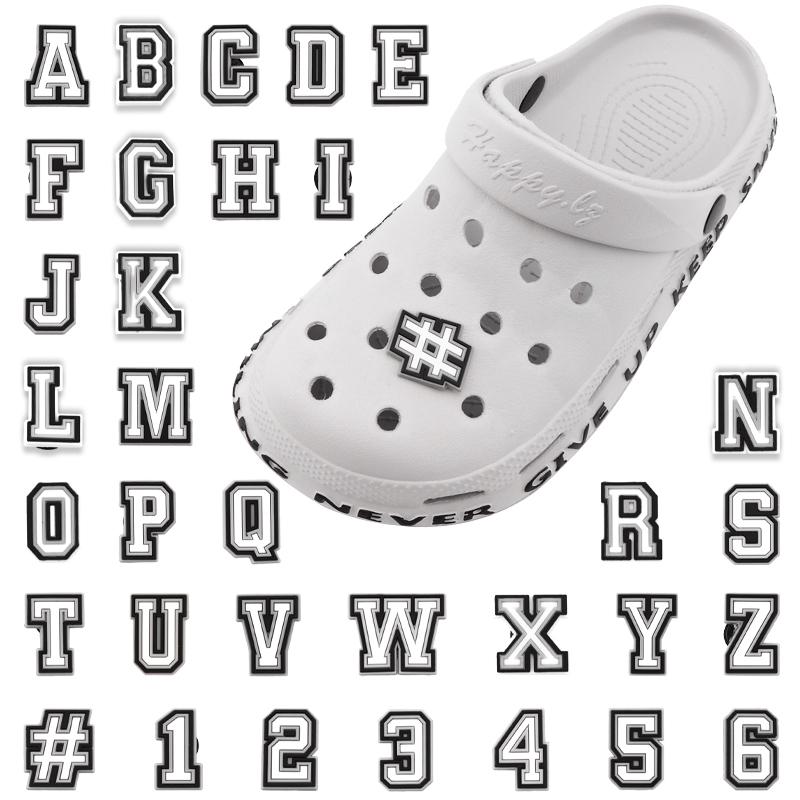 1 Pcs Letter Shoe Charms for Clog Sandals Shoe Decoration Number Alphabet Characters DIY Shoes Charm Pins for Boy Girl Men Women