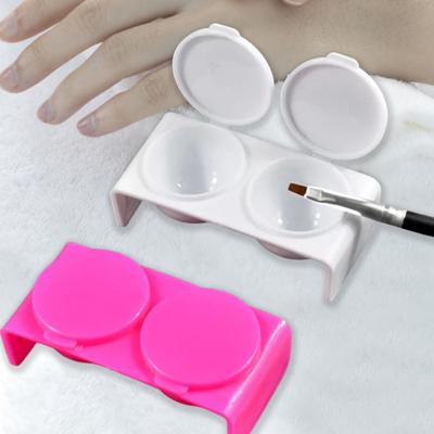 2Pcs Nail Dappen Dishes Dual Compartments Reusable Shatterproof Smooth Edge Wide Application Eco-friendly Plastic Nail Dual Cup Dampen Dish