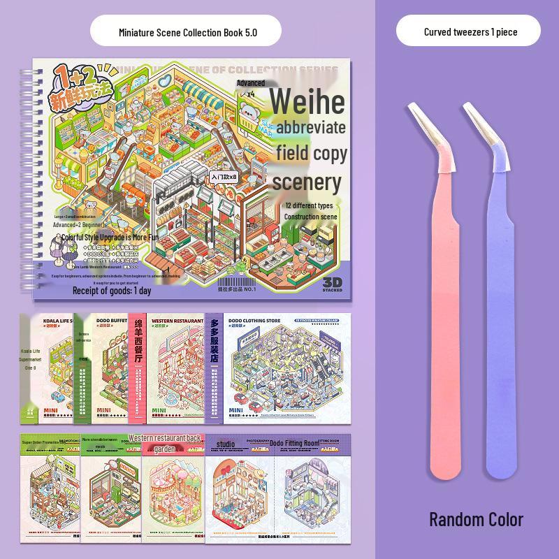 3D-Aufkleber mit Cottage-Szene: Miniatur-Landschaftsbau & DIY Journal Set