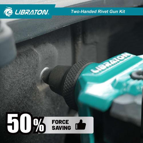 LIBRATON Hand Riveter Set with 250 Blind Rivets (2.4/3.2/4.0/4.8/6.4mm), 5 Nosepieces, and 5 HSS Drill Bits