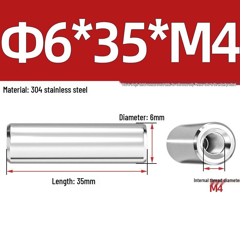 Pin Cilindric din Oțel Inoxidabil 304 cu Filet Interior M4/M6/M8 și Orificiu - Coloană de Suport și Ghidare