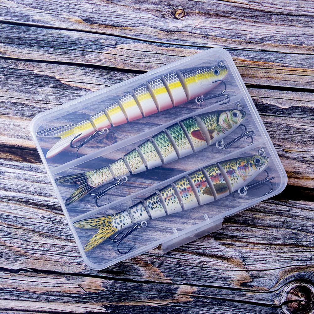 3 Sets Multi-Section Fish Artificial Hard Bait Crank Lure Loach Luya Simulation Bionic Beak Bait Hooks Stainless Steel Boxed
