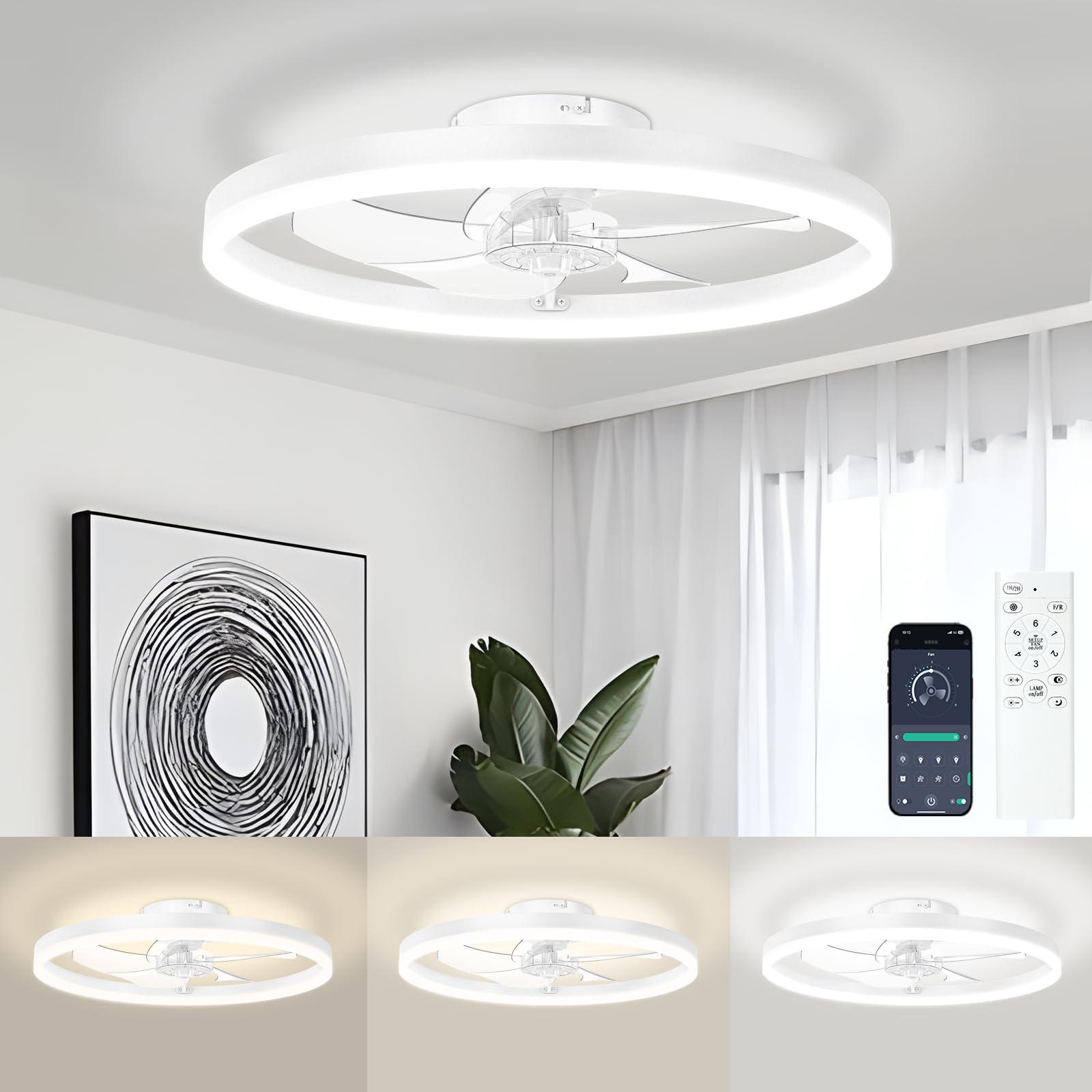 

IRALAN Modern Ceiling Fan LED Light Easy To Install Ultra-thin Acrylic Shell Infinitely Dimming Lighting Household Decoration белый