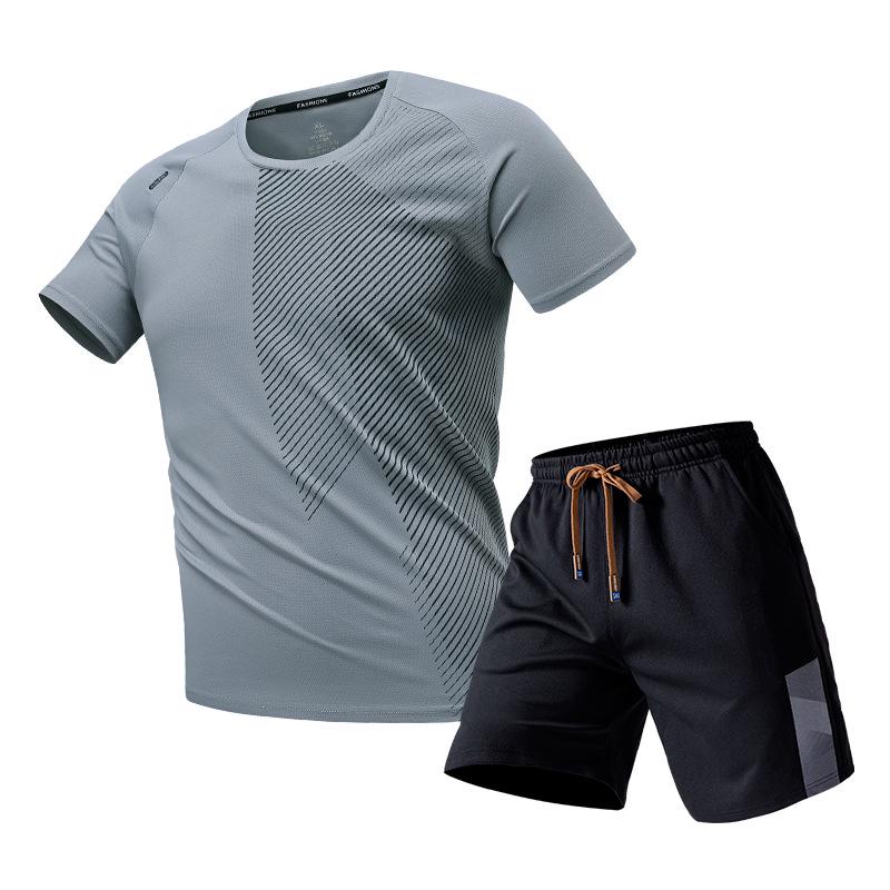 Men's 2026 Quick-Dry Sports Set: Ice Silk Short Sleeve T-Shirt & Shorts