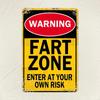 Waterproof Fart Zone Warning Sign Retro Metal Wall Art for Home Bathroom Decor
