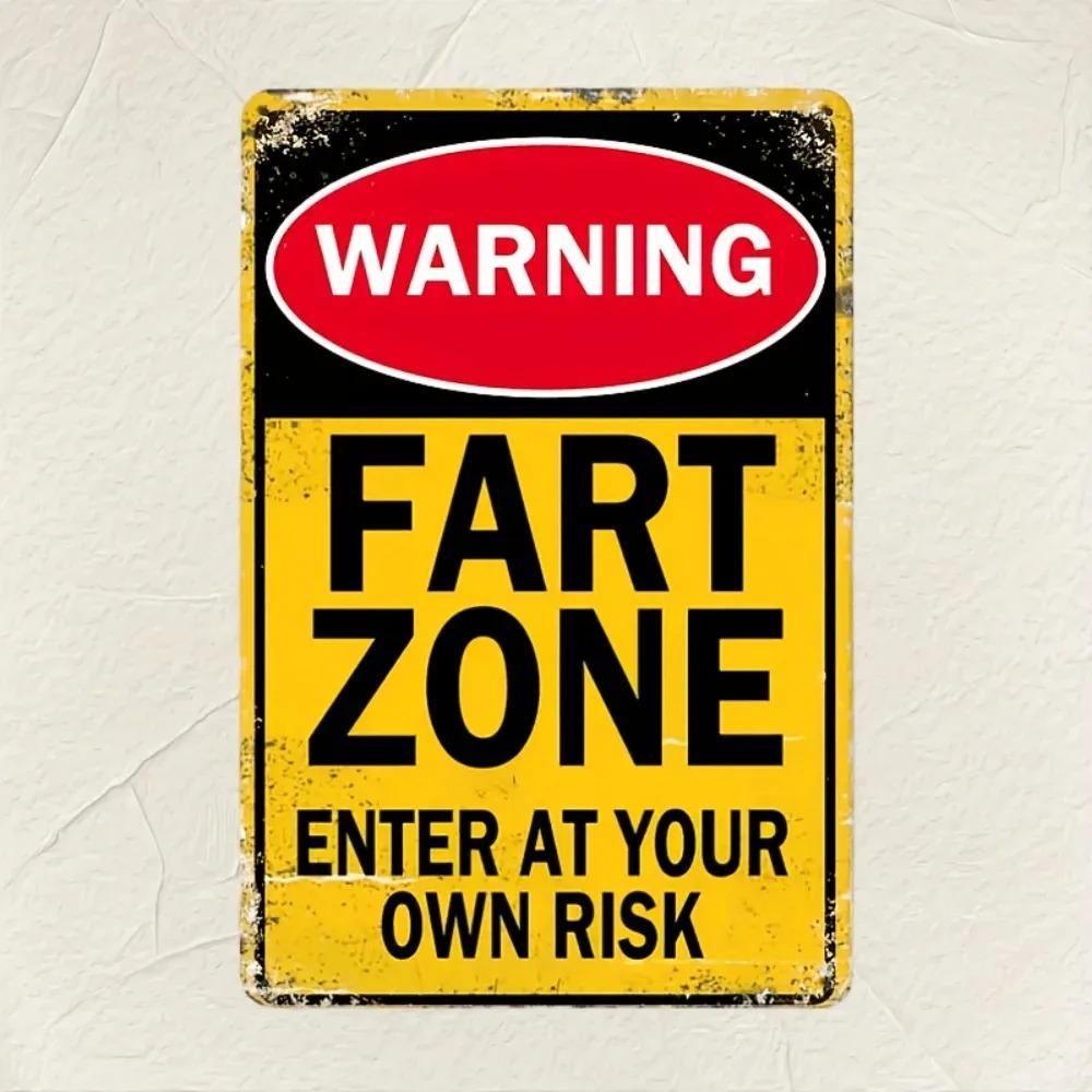 Waterproof Fart Zone Warning Sign Retro Metal Wall Art for Home Bathroom Decor