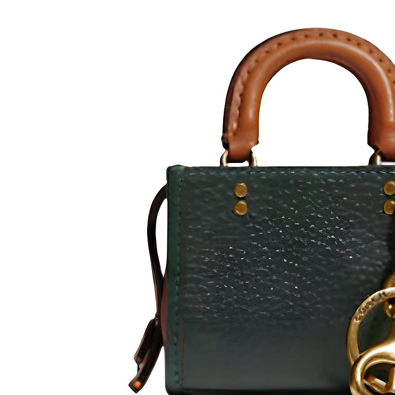 Coach Rogue 9 European and American Fashion Zipper Closure Leather Crossbody Bag Coin Purse Handbag Mini Women's Green