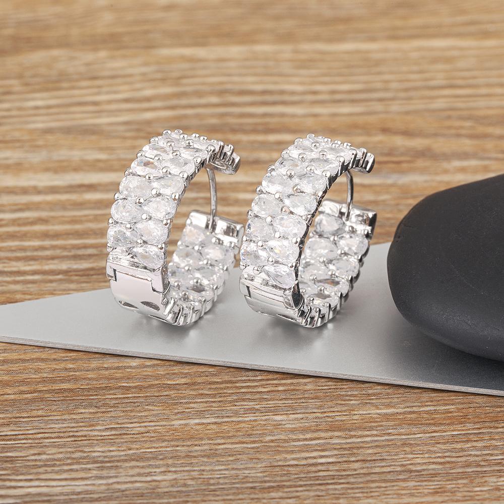 Nidin Top Quality New Fashion Gold Plated Gold/Silver Color Earrings CZ Zircon Ear Hoops Women Round Piercing Aesthetic Jewelry