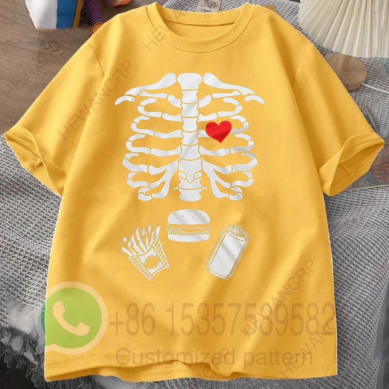 Skeleton Tshirt Ribcage Bones Summer Tracksuit Mens Round Neck Pullover Shortsleeved Tops Casual Sportswear Trendy Streetwear