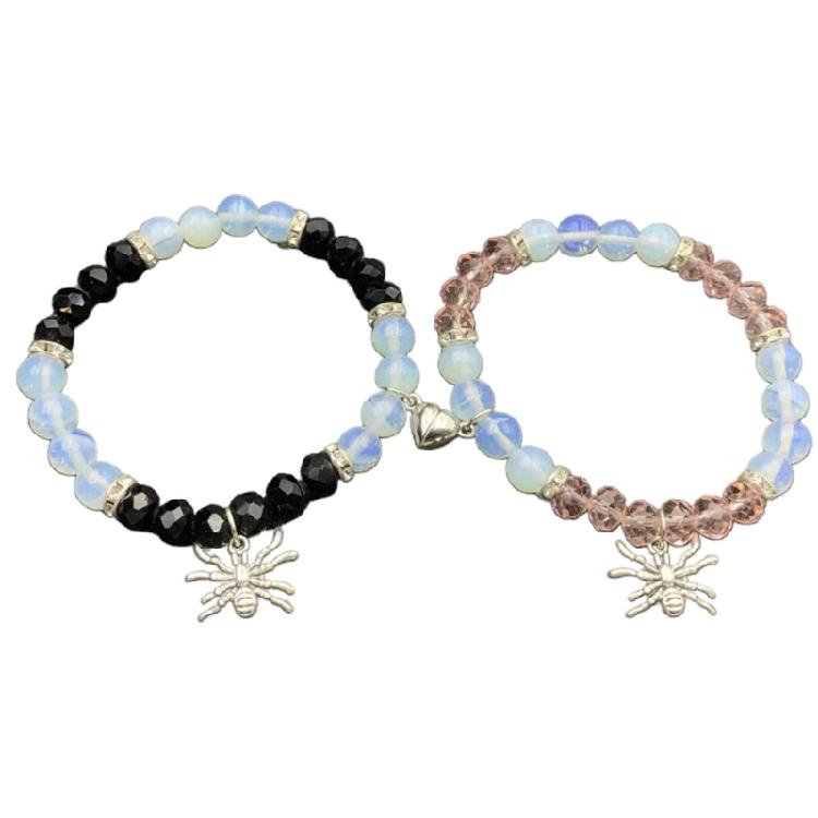 

2 Pieces Halloween Spiders Bracelets for Women Men Magnetic Heart Couple Bangle