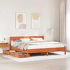 VidaXL Bed Frames and Headboard Wax Brown 200x200 Cm Pine Wood, Bedroom Furniture, Bed Base, Wooden Bed, 3301856
