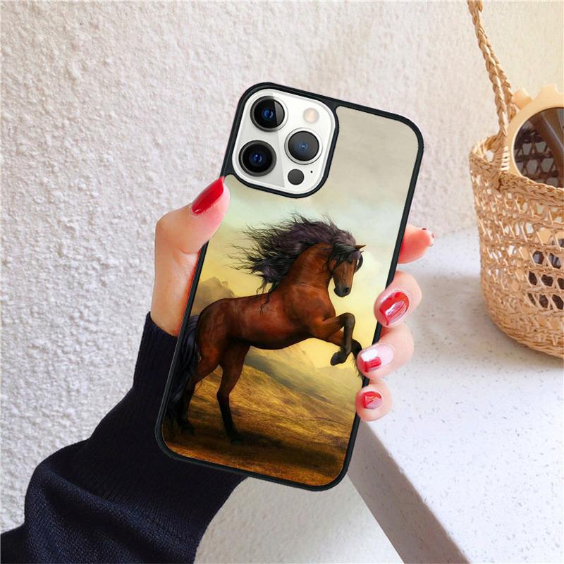 The Running Black Quarter Horse Phone Case for iPhone 17 Air 16 PRO MAX 15 14 PLUS 12 11 13 Cover Fundas Shell Coque
