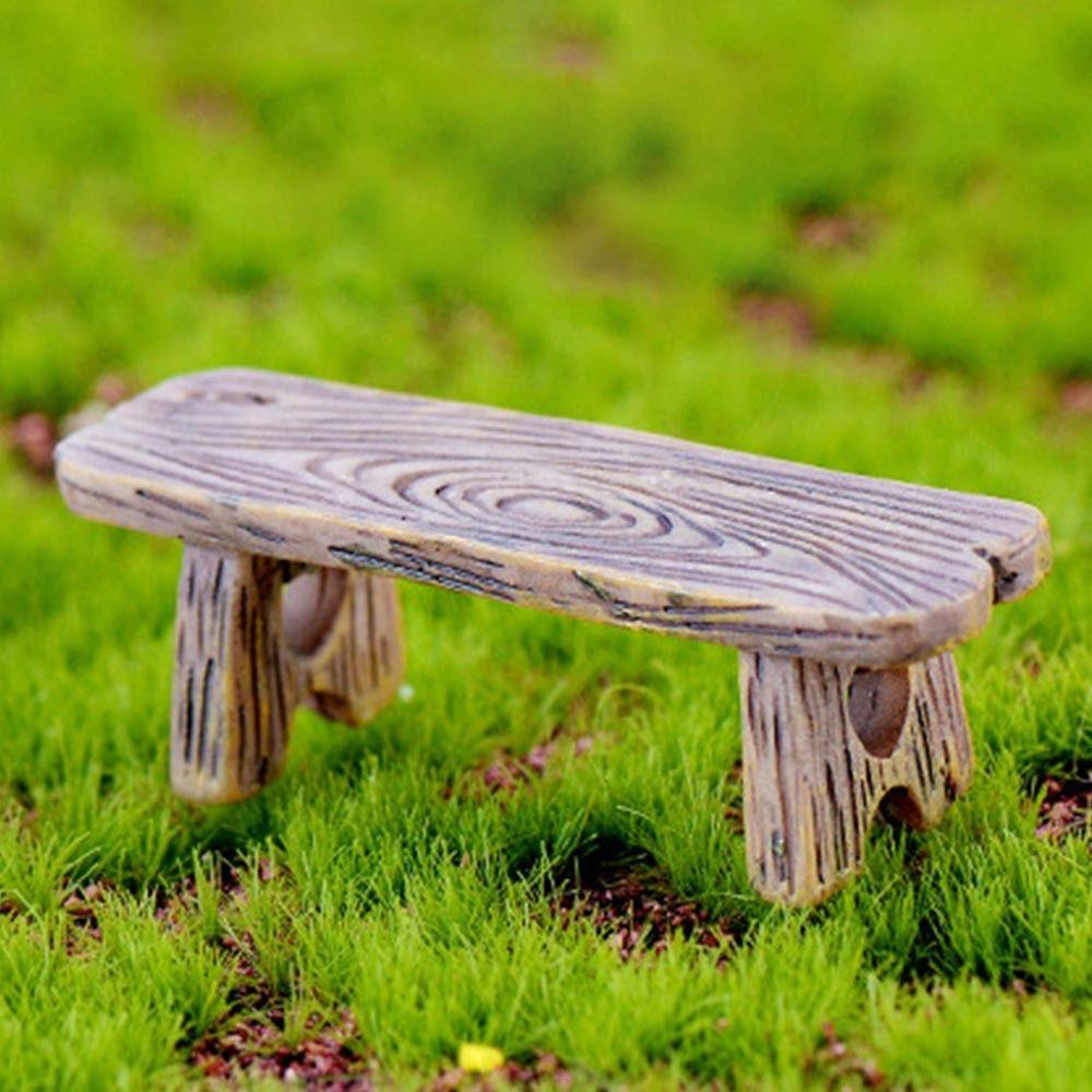 Romantic Mini Wooden Chair Figurine Dolls Succulents Bonsai Ornaments DIY Resin Love Stool