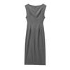 2025 Spring/Autumn Women's Sleeveless Round Neck Midi Dress with Waist Pleats
