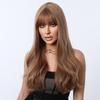 European and American Fashion Big Wave Long Curly Wig, Light Golden Brown Daily Air Bangs Natural High-Temperature Fiber Hairpiece