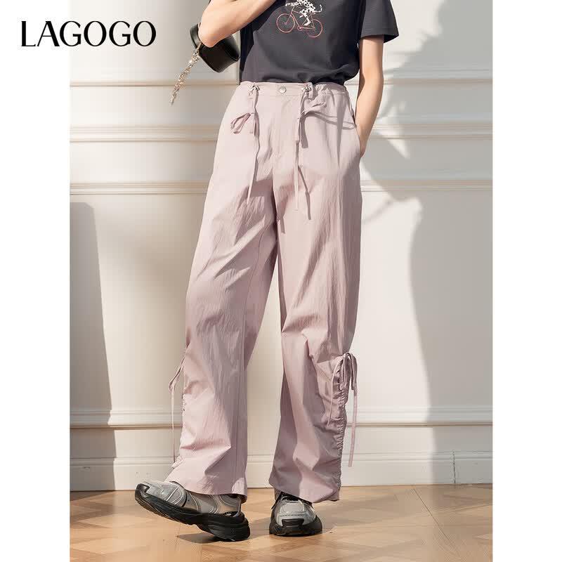 LAGOGO 2025 High-Waist Sporty Cargo Pants for Women XL розовый