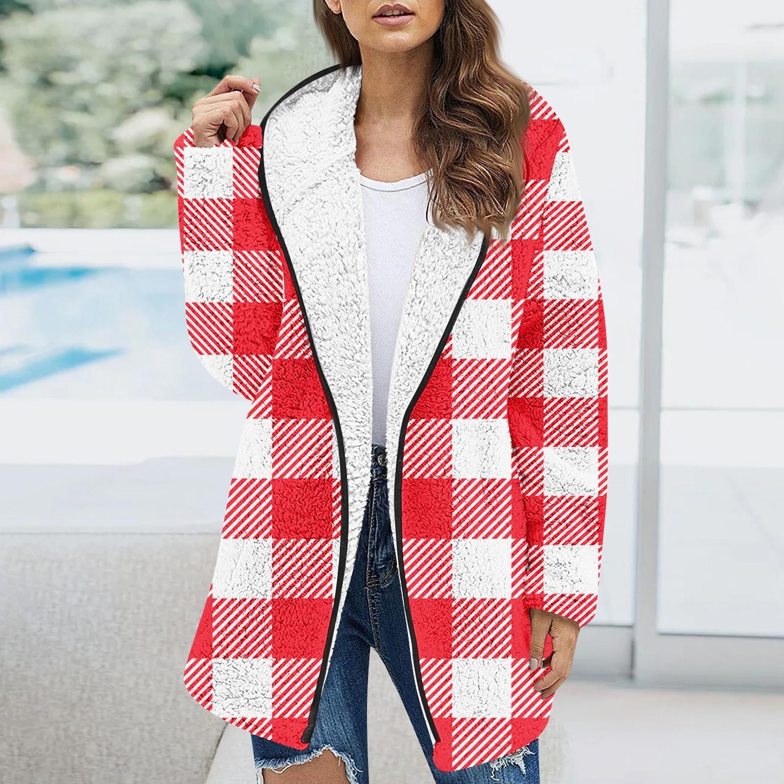 

Женская модная осенне-зимняя толстая плюшевая куртка с карманами и длинными рукавами, топ XL арбуз красный