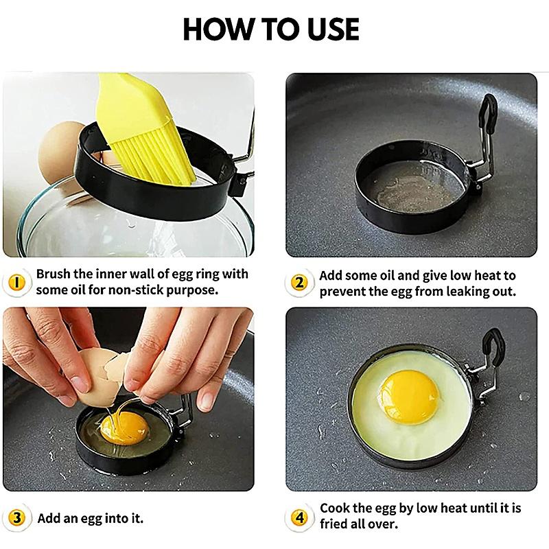 1Pcs Professional Stainless Steel Egg Fried Ring Nonstick Round Pancake Mold Kitchen Omelet Mold for Frying Eggs Cooking Ring