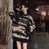 Herbst und Winter Neue Allgleiches Gestreifte Strickoberbekleidung Im Koreanischen Stil Lazy Style Lockerer Mittellanger Pullover Damenpullover Damen Herbst und Winter