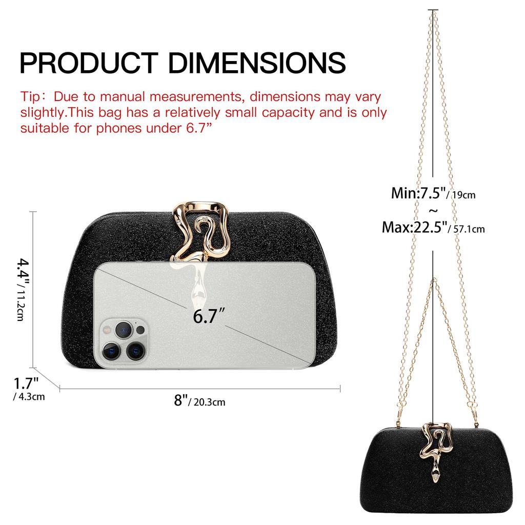 RNIEGA Women's Glitter Clutch Bag, Party Bag, Wedding Handbag, Perfect for Receptions and Weddings