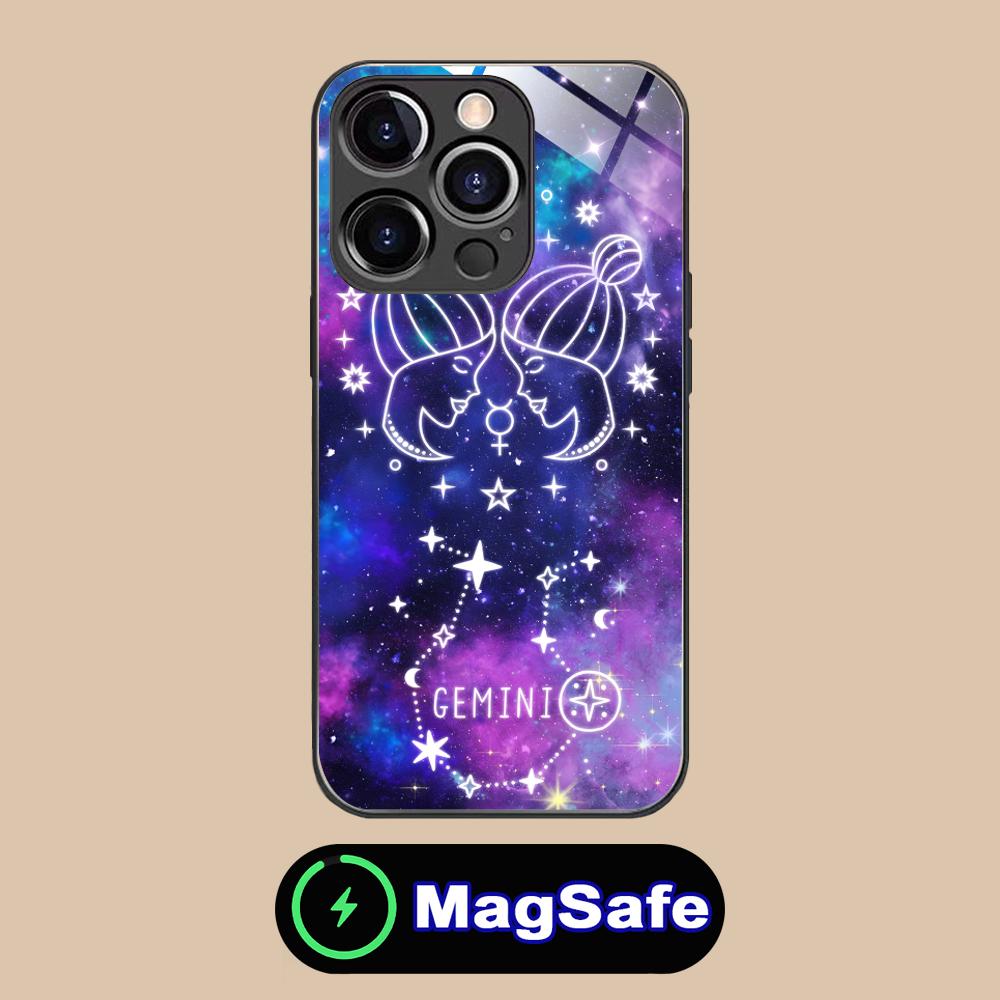 

Zodiac Sign Gemini Mobile Phone Case for iPhone 17 16 15 14 13 12 11 Air Pro Max Plus Mini MagSafe Glass Colorful Cover Pretty iPhone17