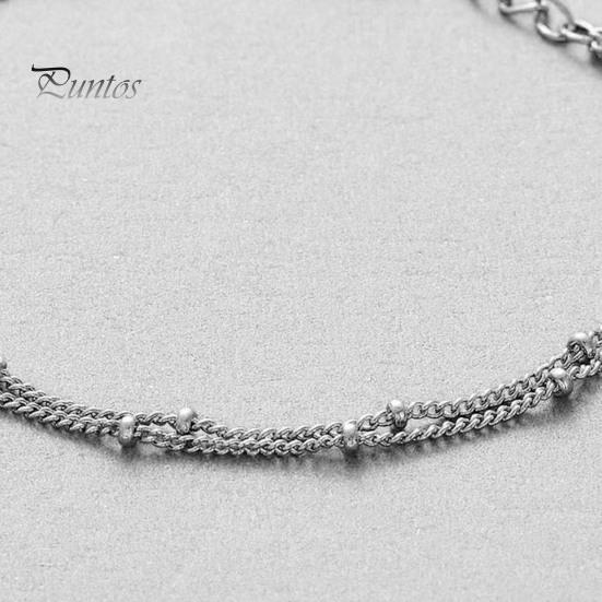 Brățară cu lanț de mărgele cu strat dublu elegant, cu incrustație de strasuri, lanț de extensie reglabil, brățară metalică pentru femei