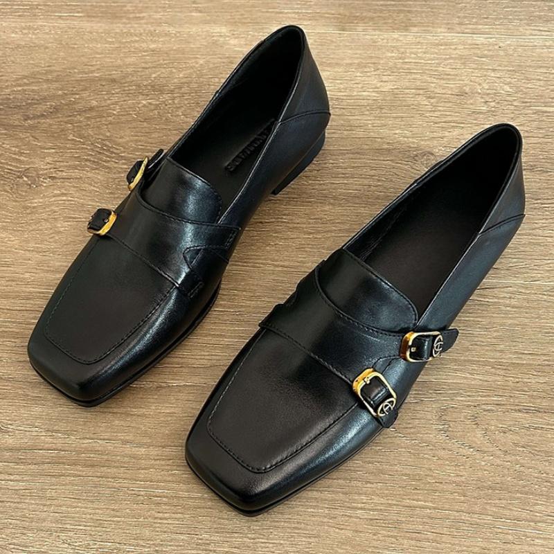 

Мода 2025 Новый Стиль Офисная Обувь Элегантные Лоферы с Квадратным Носком Модная Универсальная Обувь на Низком Каблуке Женская Обувь Лаконичная Мягкая Женская Обувь 36 чёрный