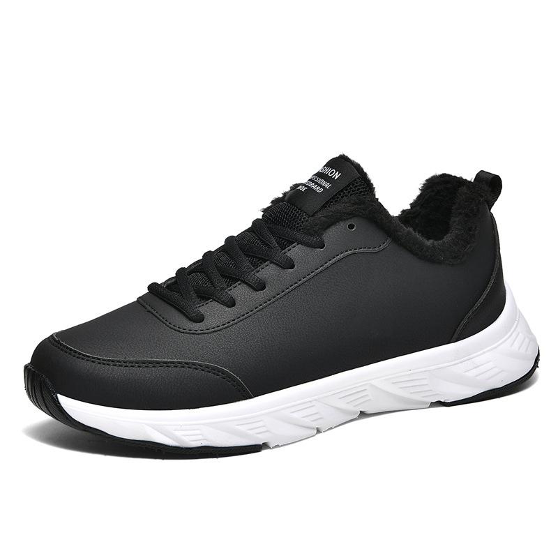 Microfiber leather shoes velvet warm sports shoes autumn and winter new leather waterproof daily casual running