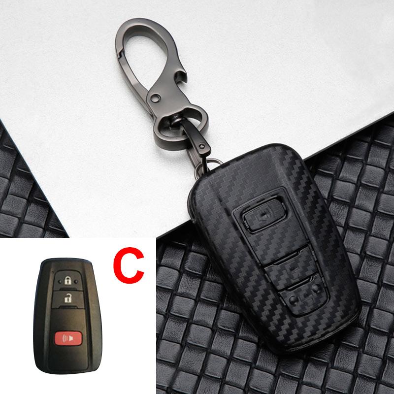 Carbon Fiber Auto Schlüssel Abdeckung Fall Für Toyota C-HR CHR RAV4 RAV 4 Corolla Camry Avalon Land Cruiser Prado Prius   