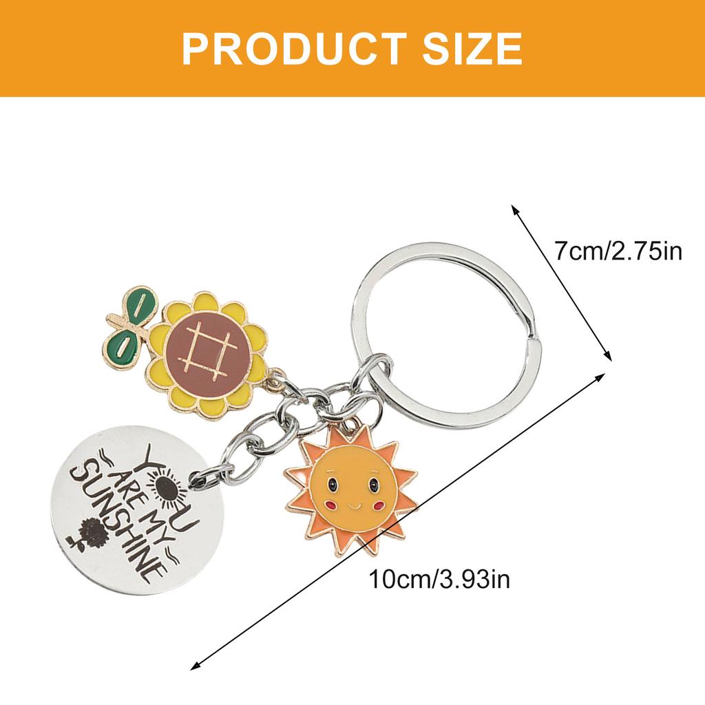 Sun Motto Keychain Pendant Charm Stainless Steel Keychain With Inspirational Sun Design For Daily Use And Gift Giving
