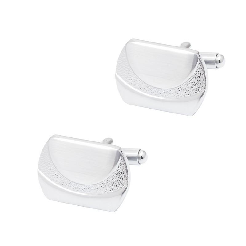 Electroplated Silver Smooth Corroded Metal Cufflinks Business Men French CL-C234