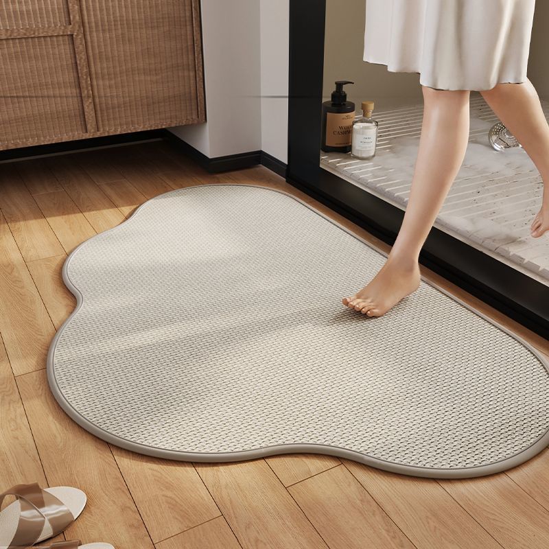 Faux Linen Door Mats Entrance Doormat Rubber Bottom Non Slip Water Absorbent Bathroom Carpet Cloud Shape Rugs Hallway Floor Mats