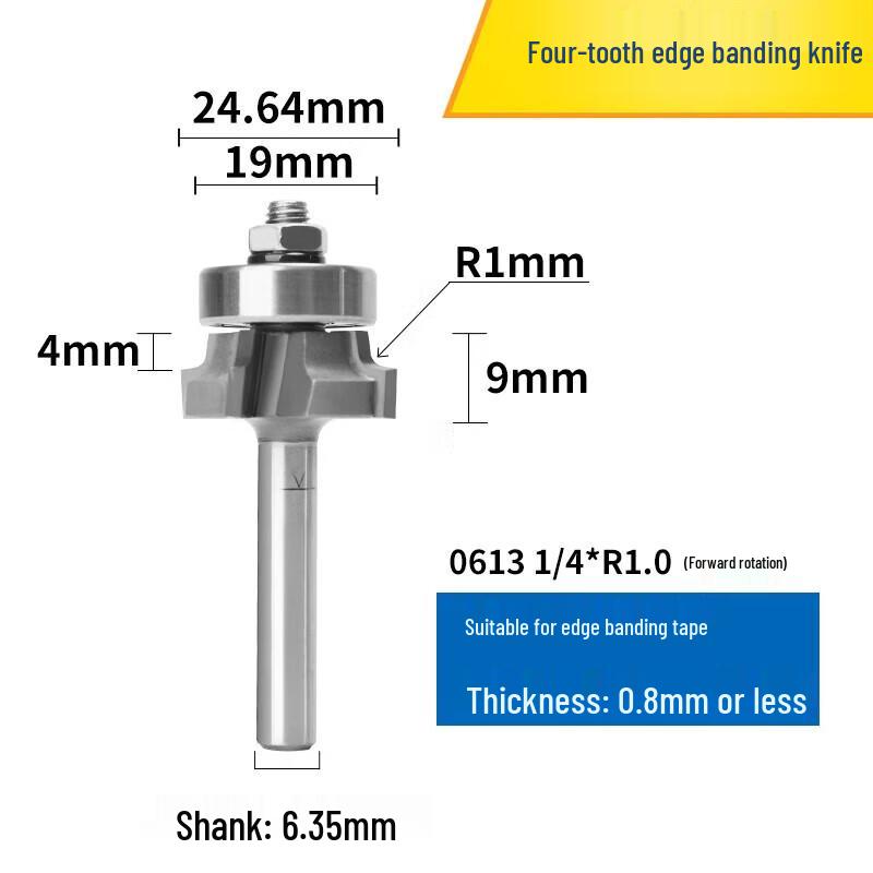 

Woodworking Four-Tooth Edge Trimmer Bit
