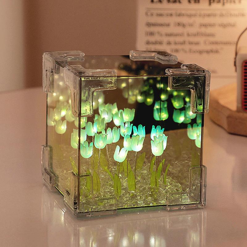 Handmade Rubik's Cube Tulip Night Light - Perfect Birthday or New Year Gift for Girls and Girlfriends