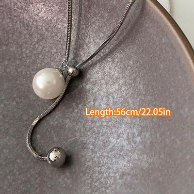 Irregular Liquid Metal Pearl Necklace Silver Color Adjustable Alloy Pull Chain Necklace Punk Hiphop Jewelry