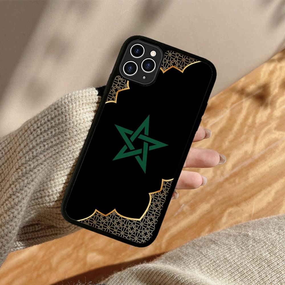 Morocco Map Flag Phone Case For IPhone 11 12 13 14 15 16 17 Pro Max Plus PC+TPU Cover